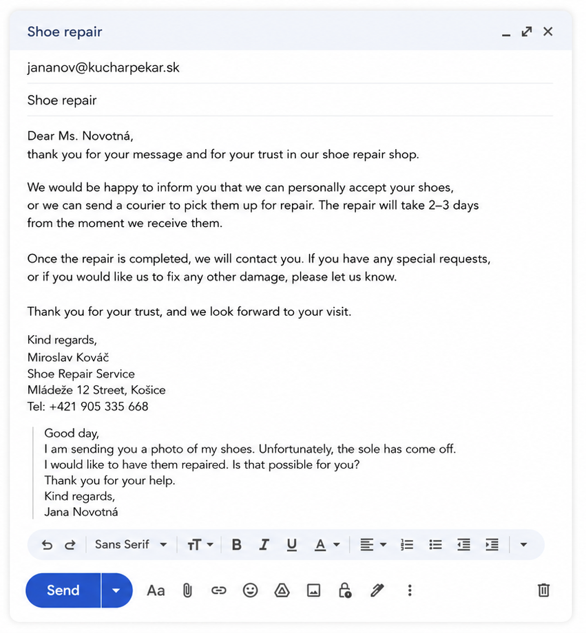 ELIA Asistent email odpoveď 3